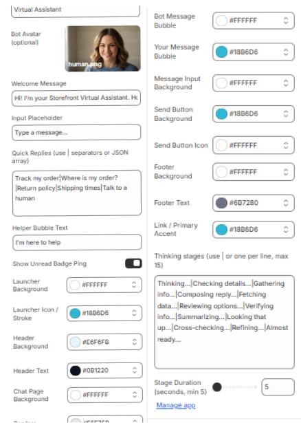 Chat widget customization and brand voice
